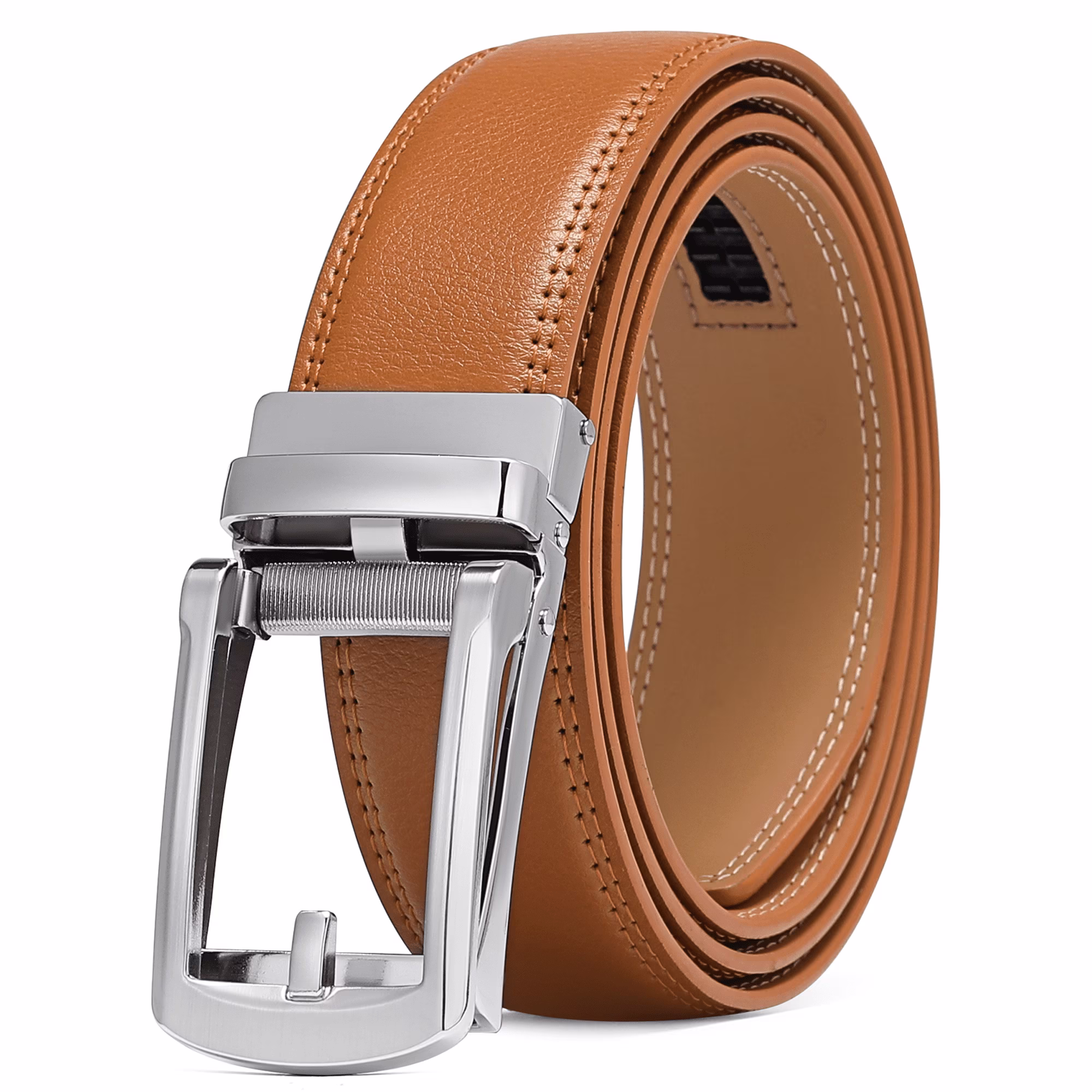 men's leather belt automatic ratchet buckle slide belt men's leather belt automatic ratchet buckle slide belt